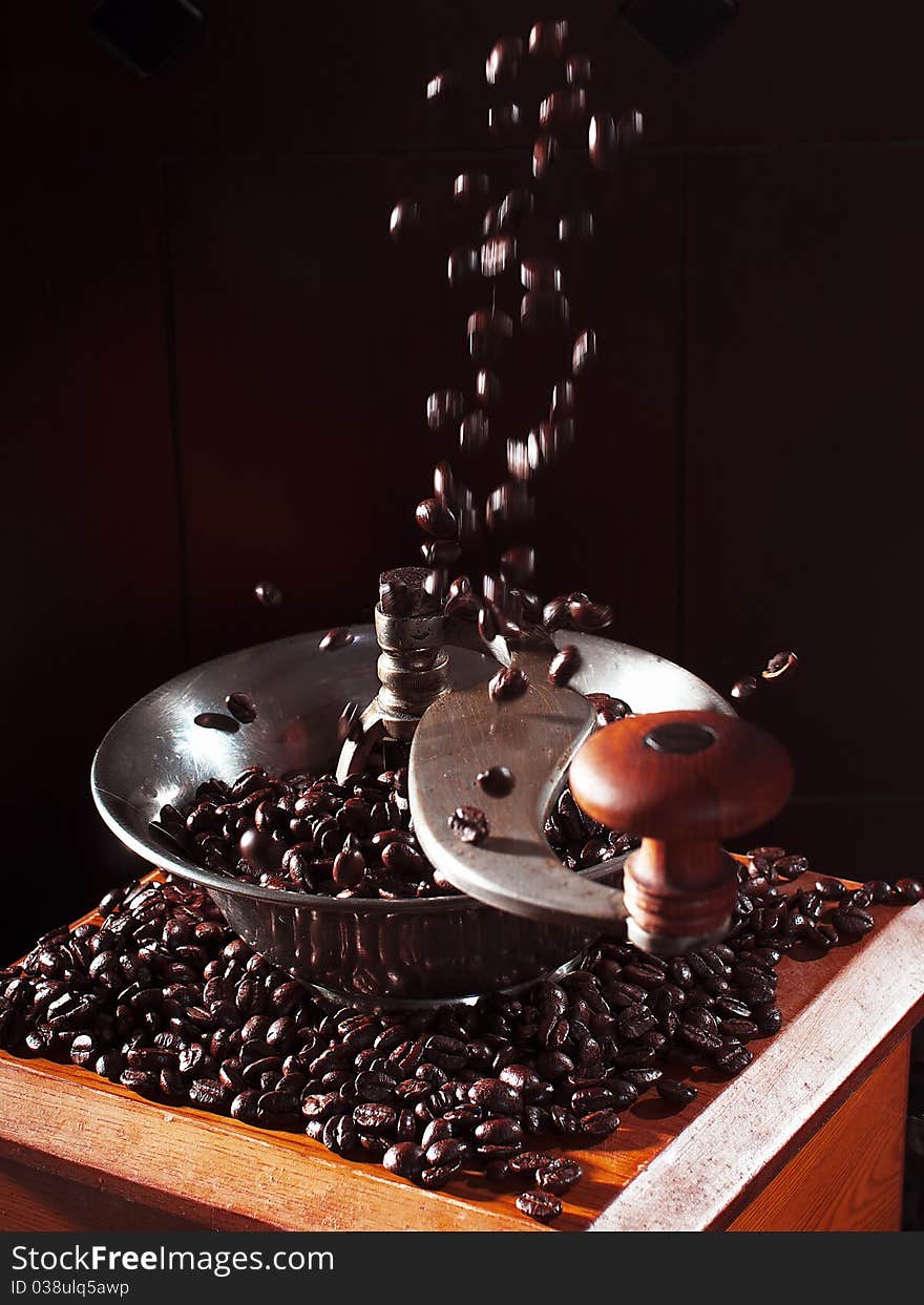 Close-up of an old-fashioned coffee grinder