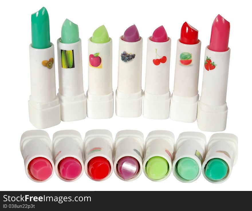 Hygienic lipstick abreast isolated on a white background. Hygienic lipstick abreast isolated on a white background