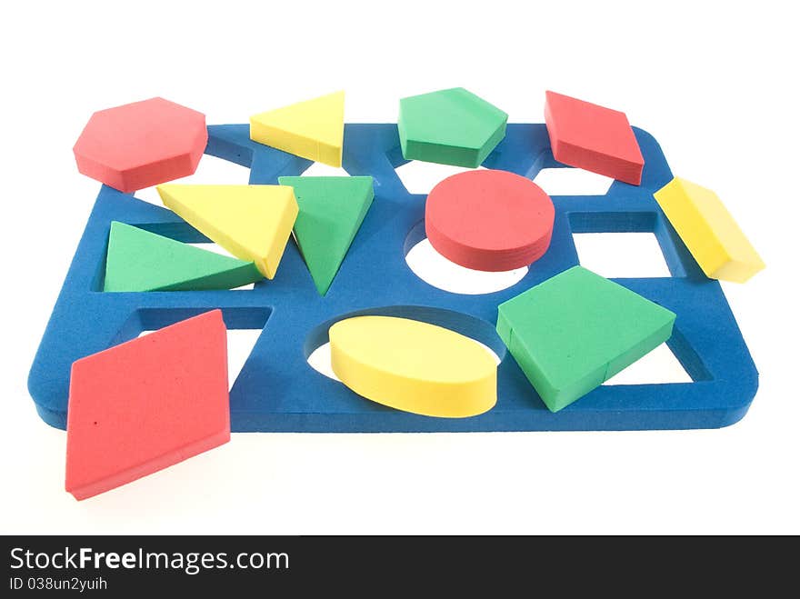 Children's developing game with color geometric shapes