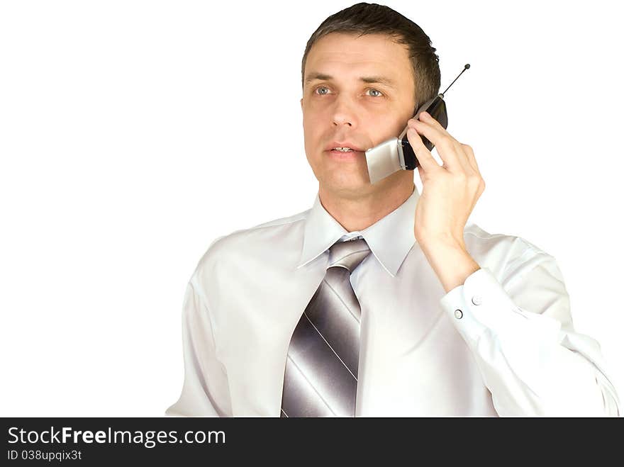 Portrait of the  businessman on an white background