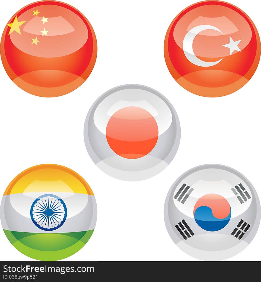 Extra glossy vector “Flag buttons”, nation flag icons