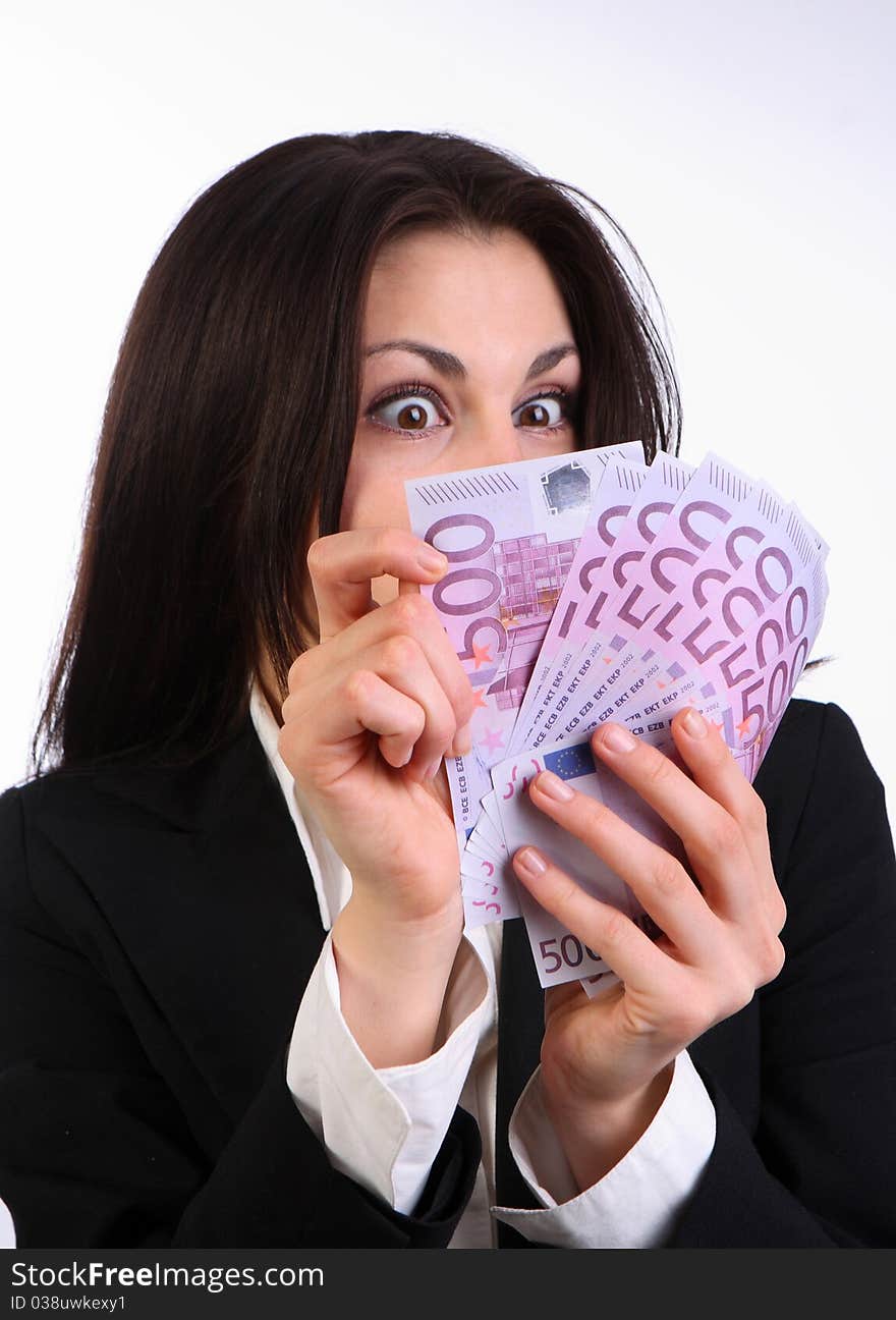 Young Business Woman Holding Cash. Young Business Woman Holding Cash