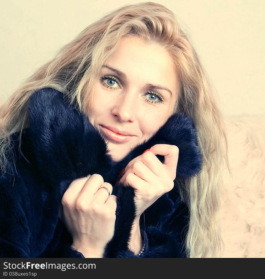 Portrait of a beautiful lady in fur