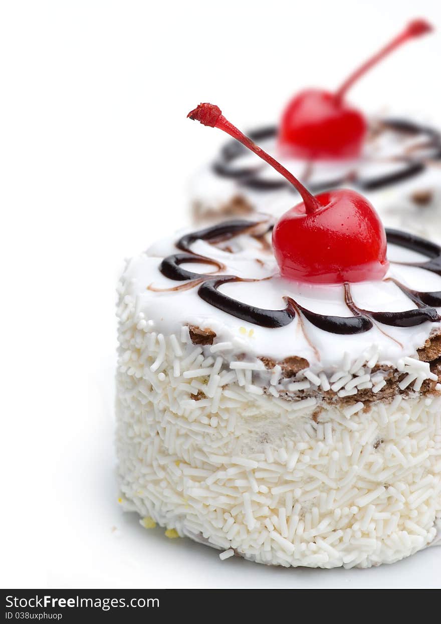 Cake with cherry topping