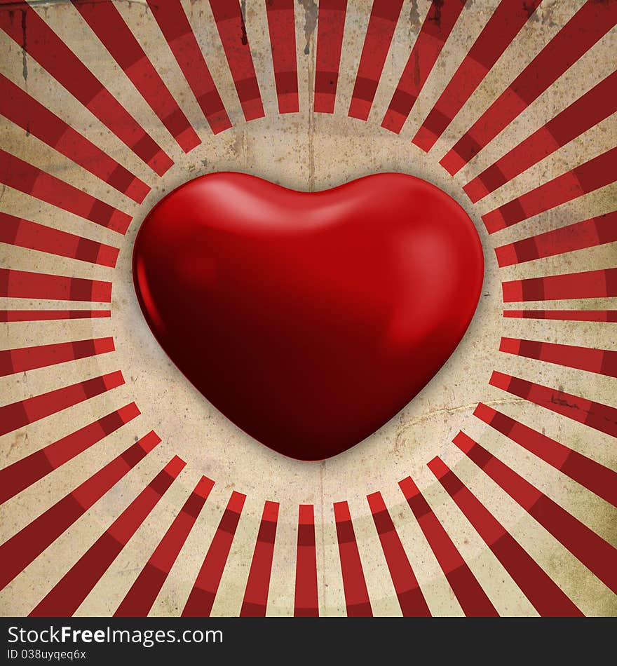 Heart on grunge background - retro style. Heart on grunge background - retro style