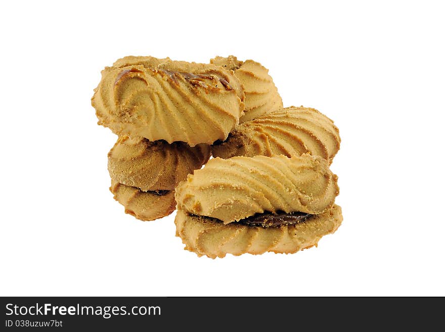 Cookies with condensed milk isolated on a white background