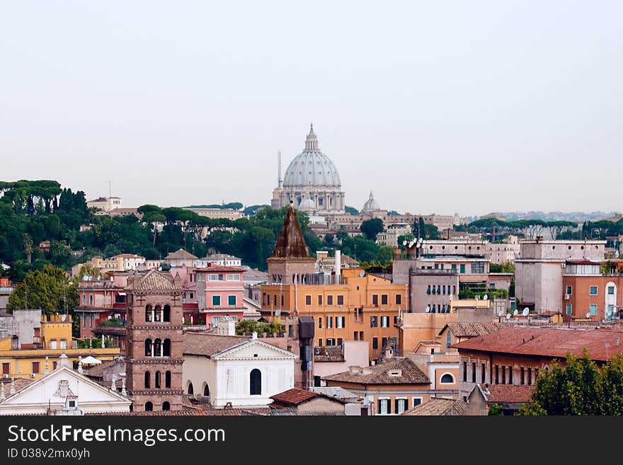 Beautiful view at the St. Peter's Basilica and Tiberis river, Italy. Beautiful view at the St. Peter's Basilica and Tiberis river, Italy