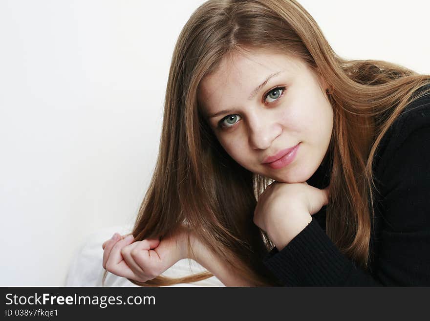 Beautiful Woman Playing With Her Hair