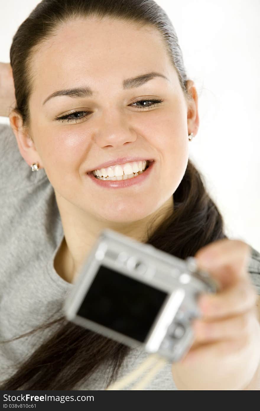 Woman taking photos of herself