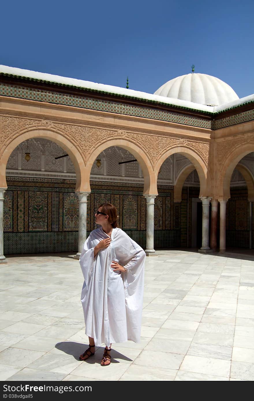 Caucasian girl in the mosque