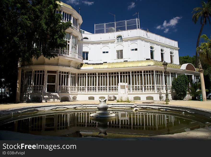 Fountain In Vintage Building At Seville