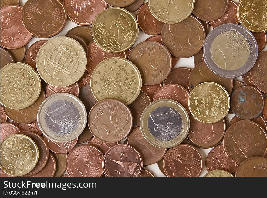 An expanse of euro coins. An expanse of euro coins