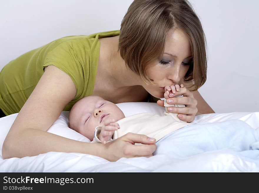 Little Baby Boy With Mom