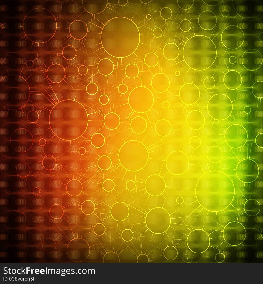 Colorful background which shows a circle connected by lines. Colorful background which shows a circle connected by lines