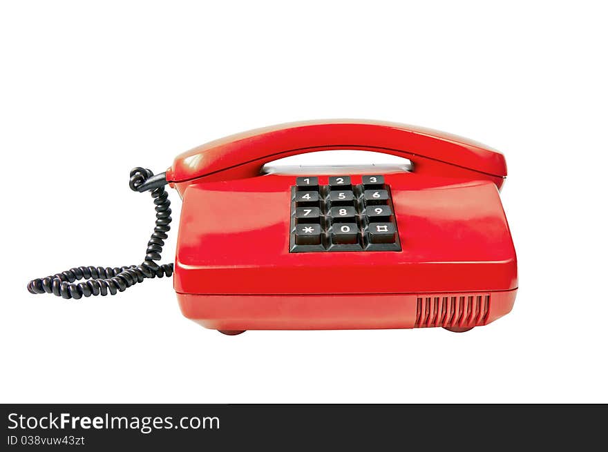 Red phone isolated on white background