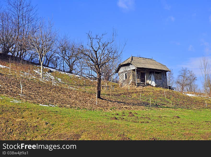 Weekend cottage garden on mountain top. Weekend cottage garden on mountain top