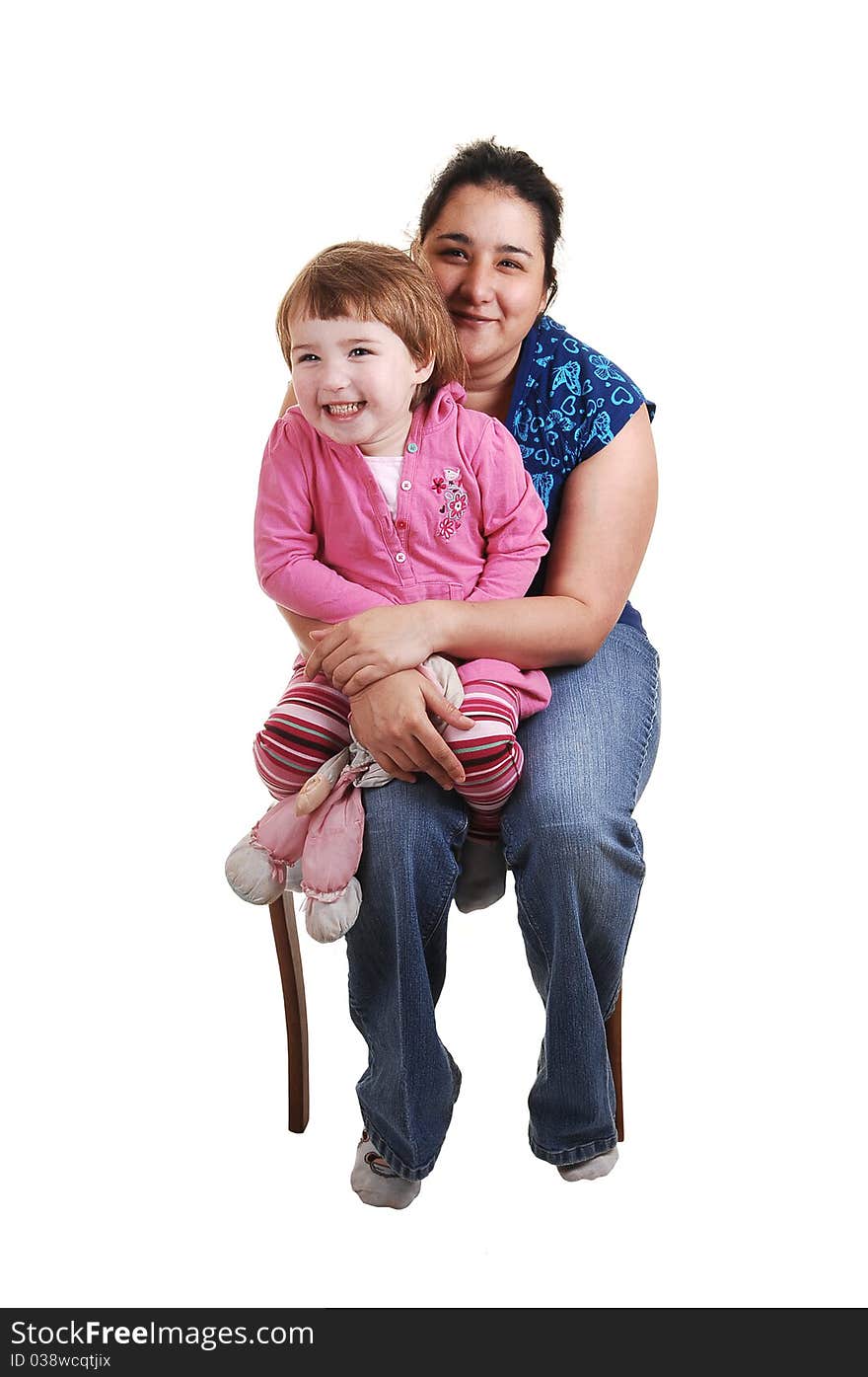 Mother and daughter having fun in the studio, for white background. Mother and daughter having fun in the studio, for white background.