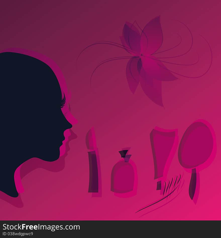 Woman profile and cosmetics