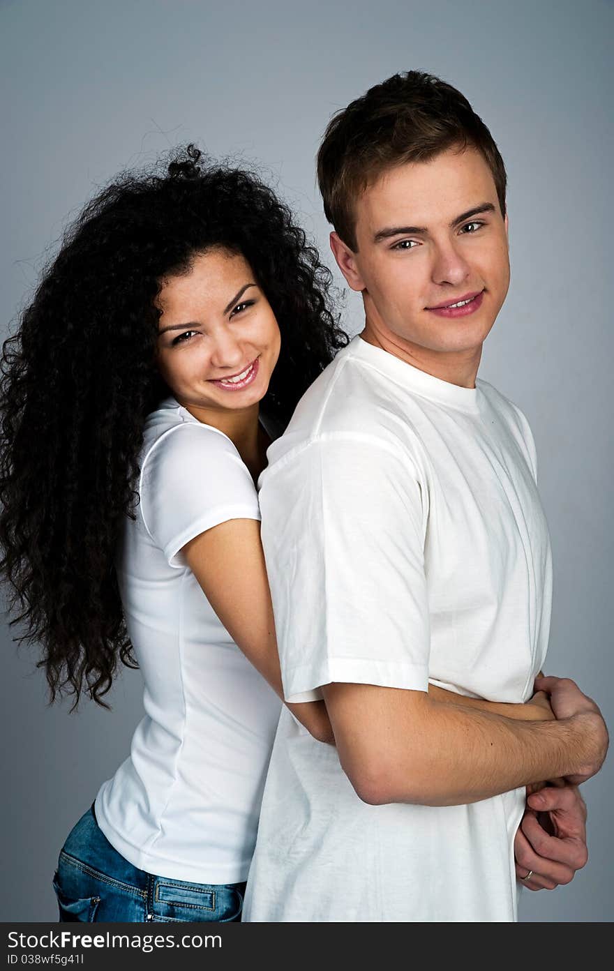 Smiling couple isolated on a white background