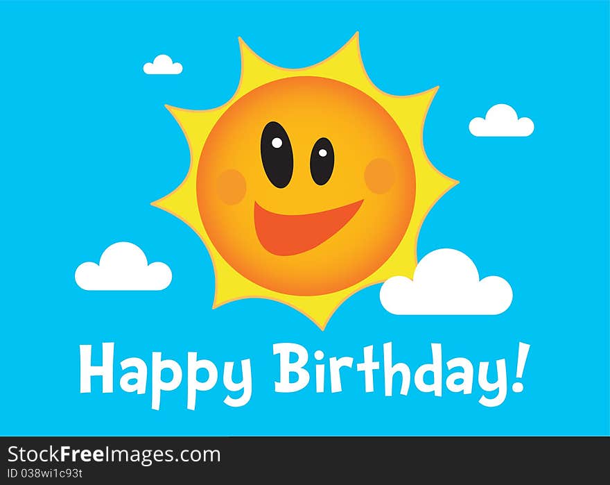 A Colourful Vector Sunny Happy Birthday Illustration. A Colourful Vector Sunny Happy Birthday Illustration