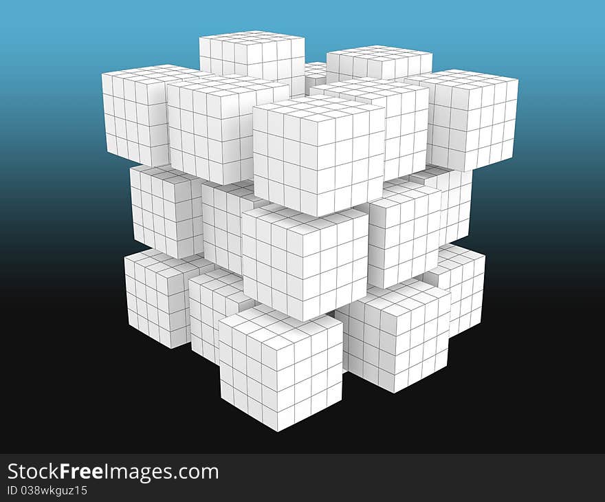 White Cubes With Grid