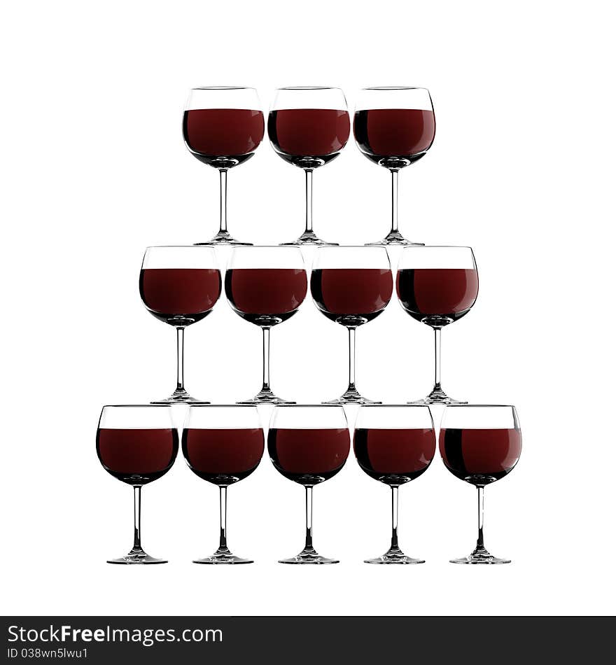 Red wine glass stack