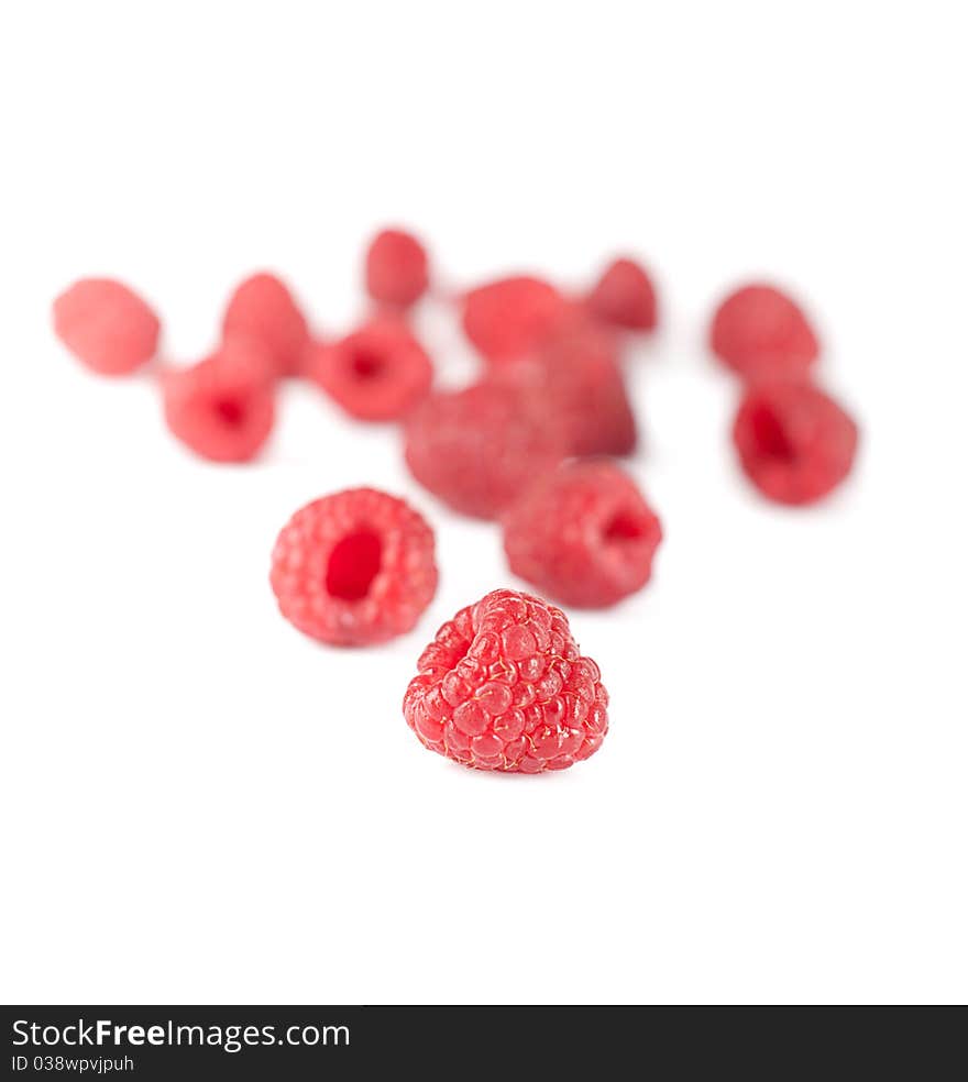 Fresh raspberry on a white background