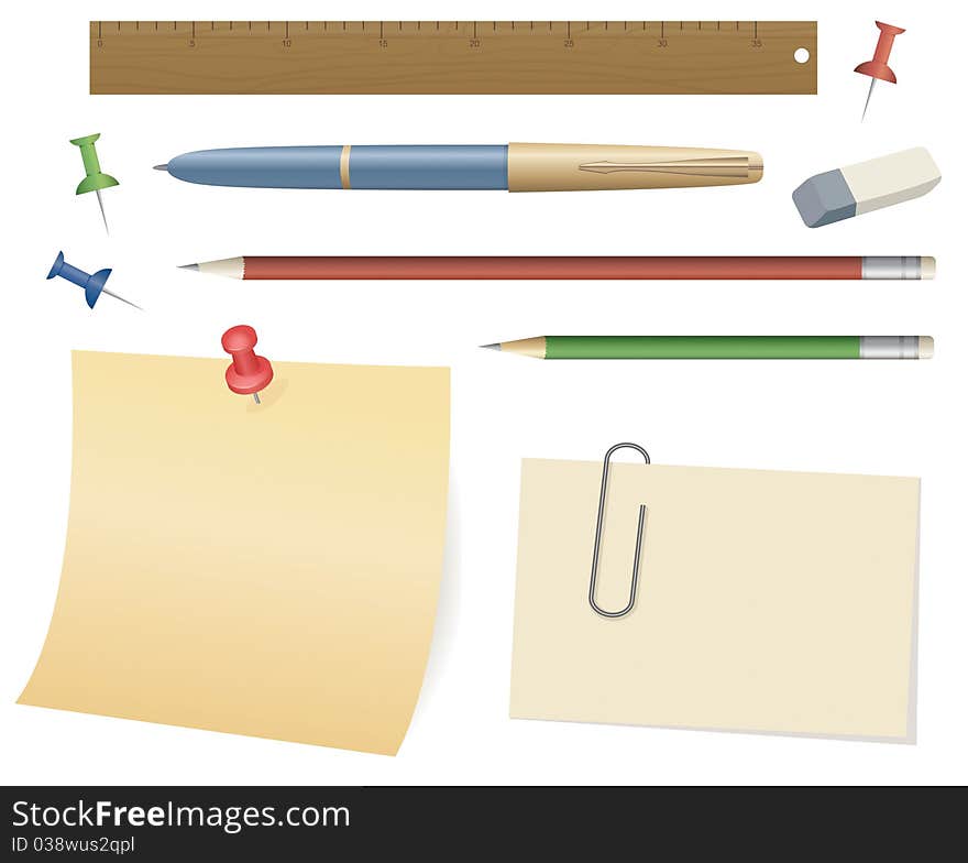 Office objects set vector