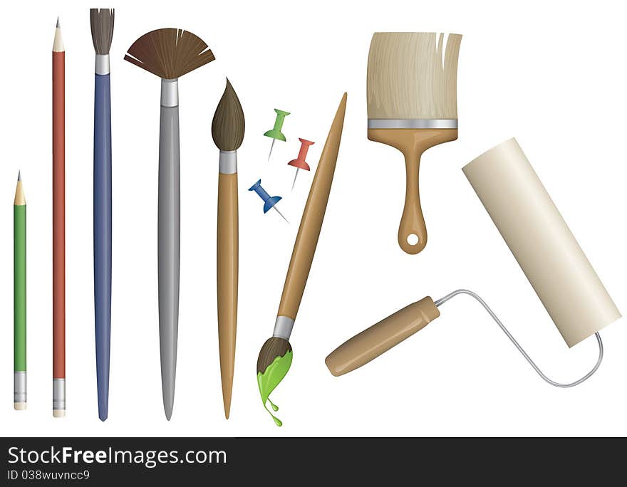 Artist equipment set vector