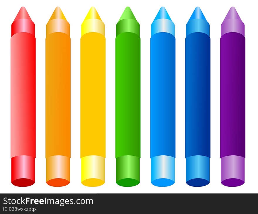 Set of vector colored crayons