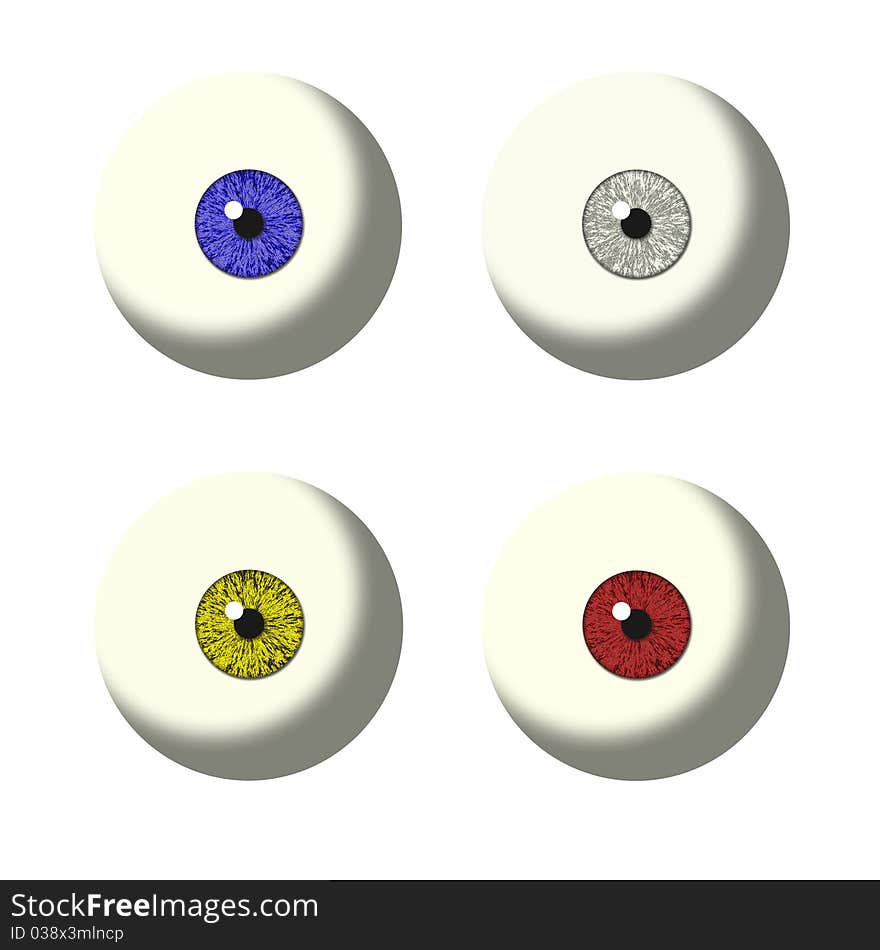 Set Of Eye Ball Isolated On White