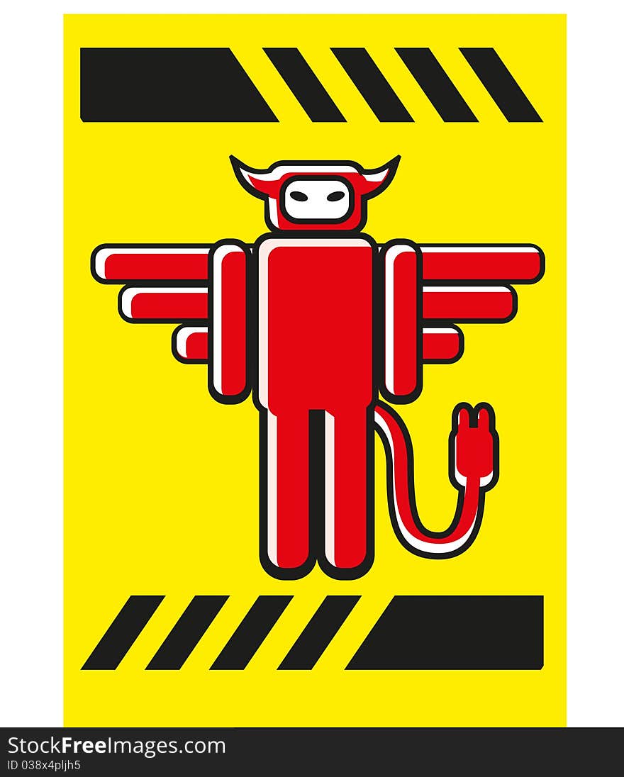 Devil virus created by used for warning icon for virus or cyber crime