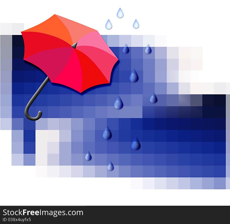 Red umbrella on a dark blue background