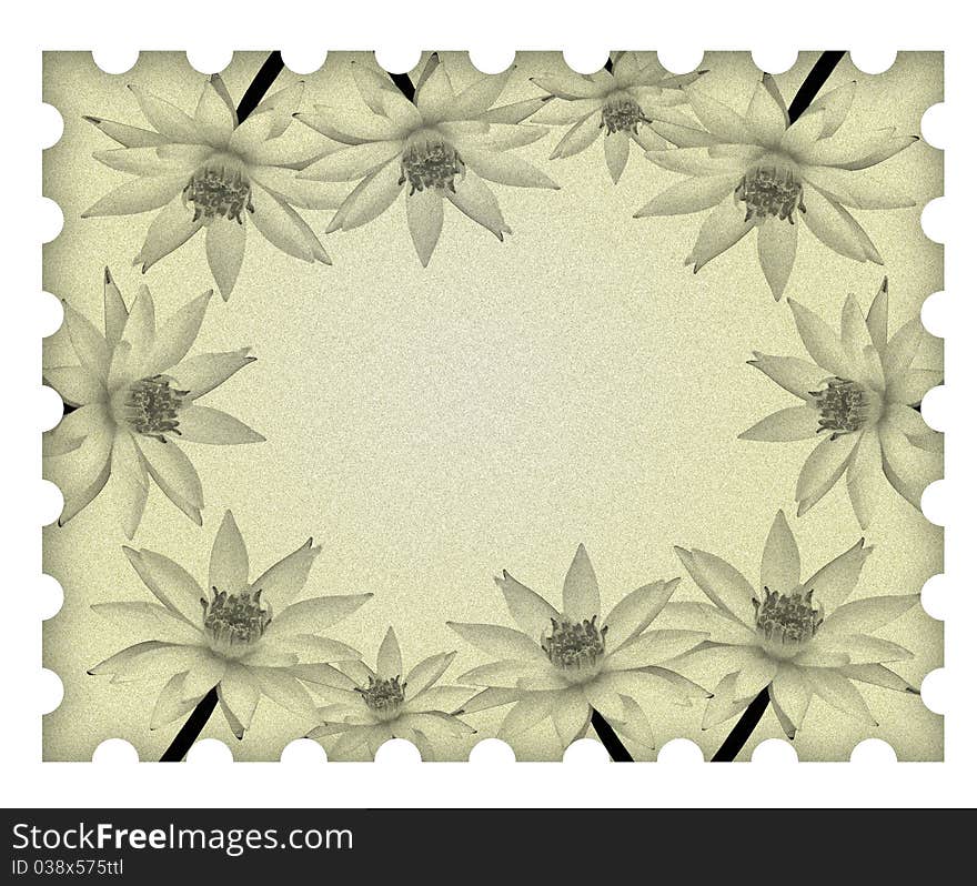 Image lotus flower frame on old paper background