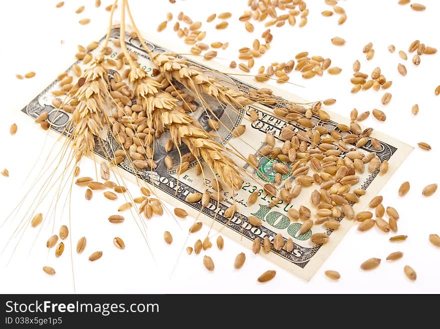 Wheat ears and money