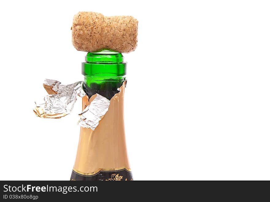 Detail of champagne bottle