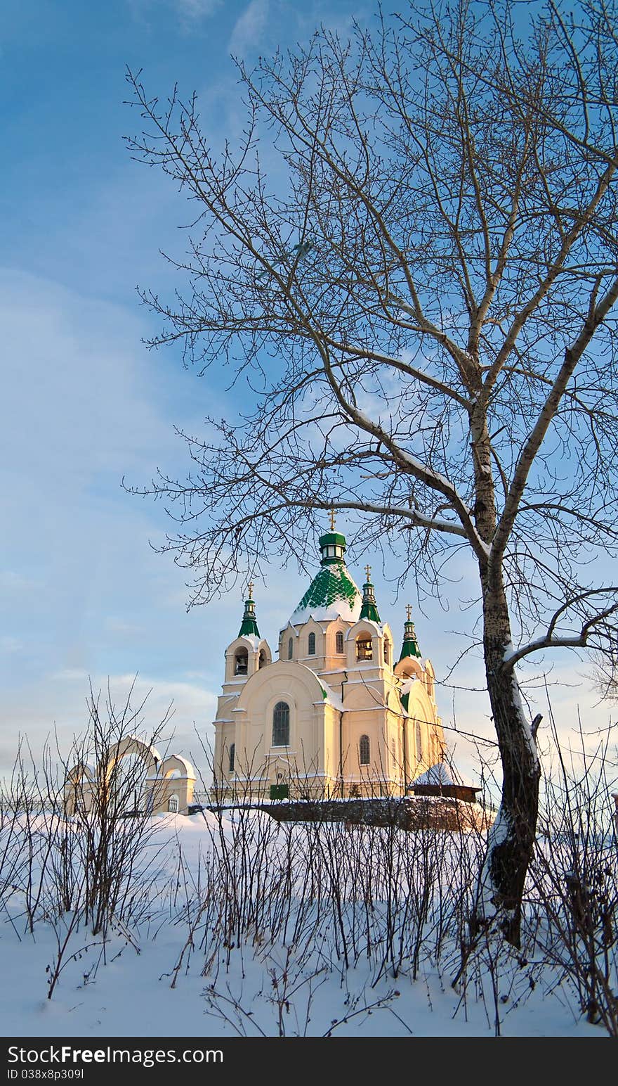 The winter scape of an orthodox church