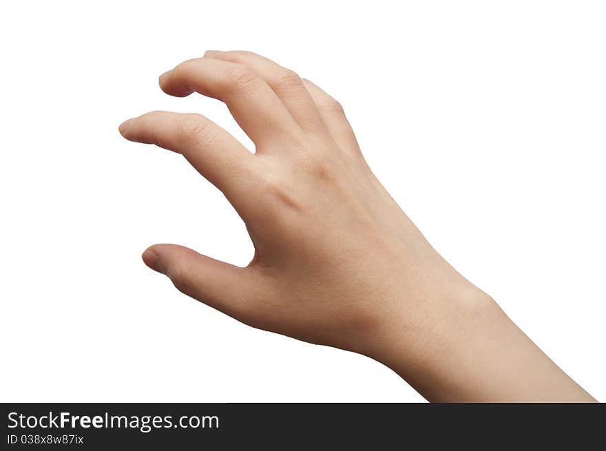 Hand gesture on white background. Hand gesture on white background