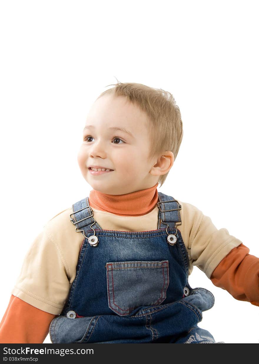 Smiling boy in casual. Isolated over white