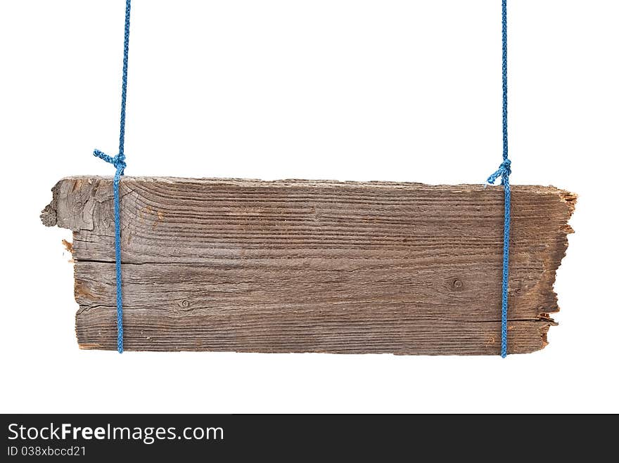 Wooden signboard on white background