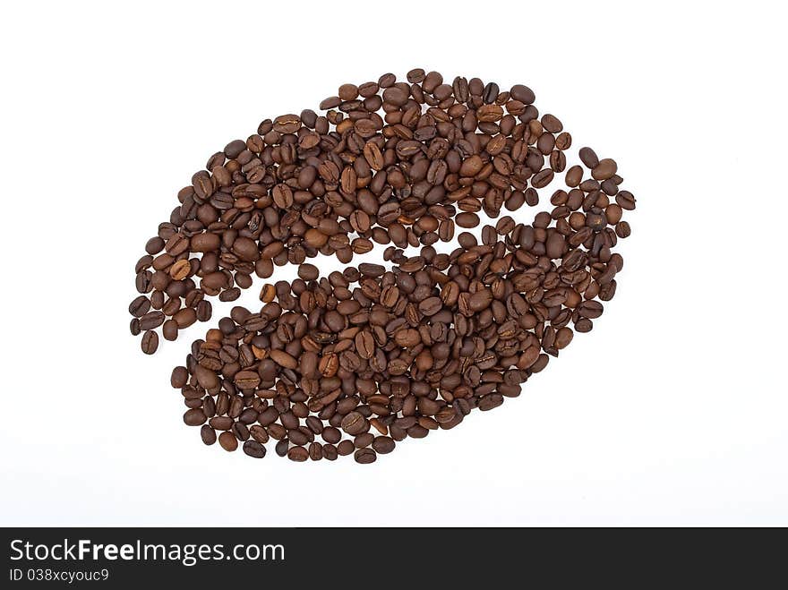 Coffee beans on white background