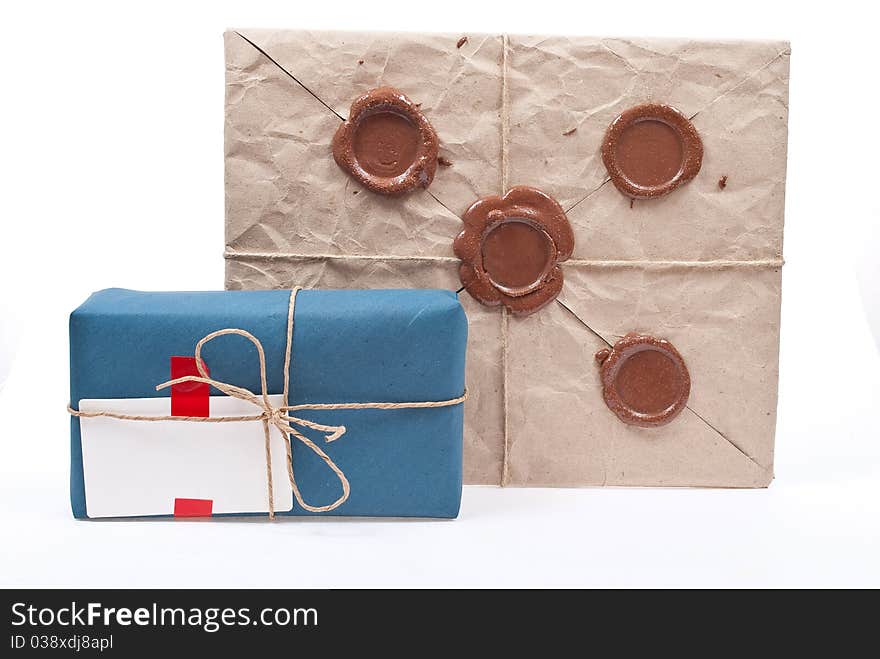 Post packages isolated on white