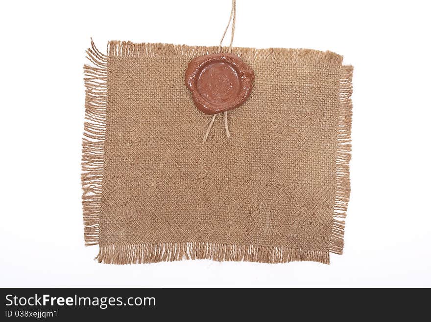 Wax seal on sackcloth material