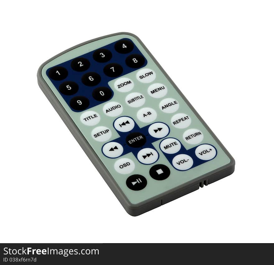 Simple DVD remote control isolated on pure white