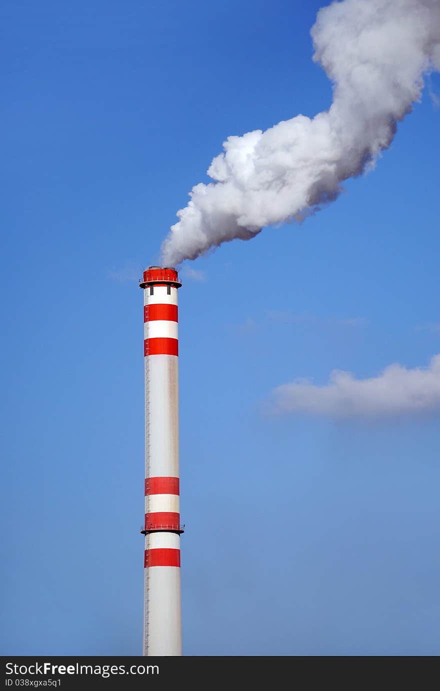 Smoking stack of saw mill factory in ostrava