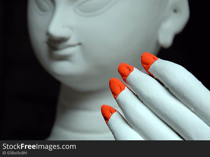 Colored fingers of a Hindu goddess Sraswati. According to the Hindu myth goddess Sraswati is a significant of the knowledge. Colored fingers of a Hindu goddess Sraswati. According to the Hindu myth goddess Sraswati is a significant of the knowledge.