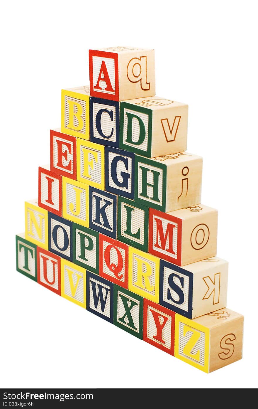 Cubes with letters on white background