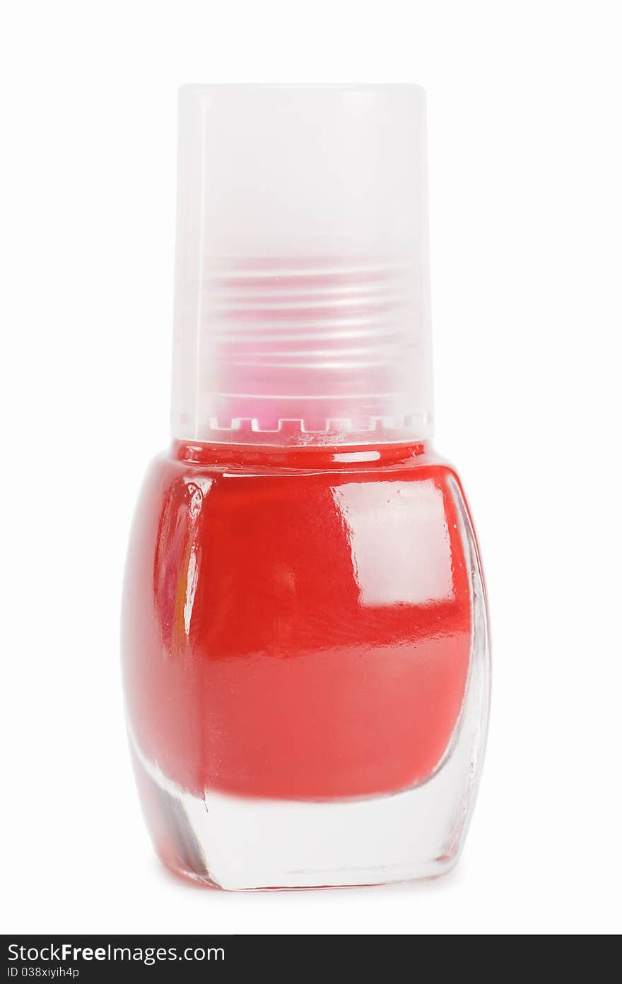 Red nail polish isolated on a white background