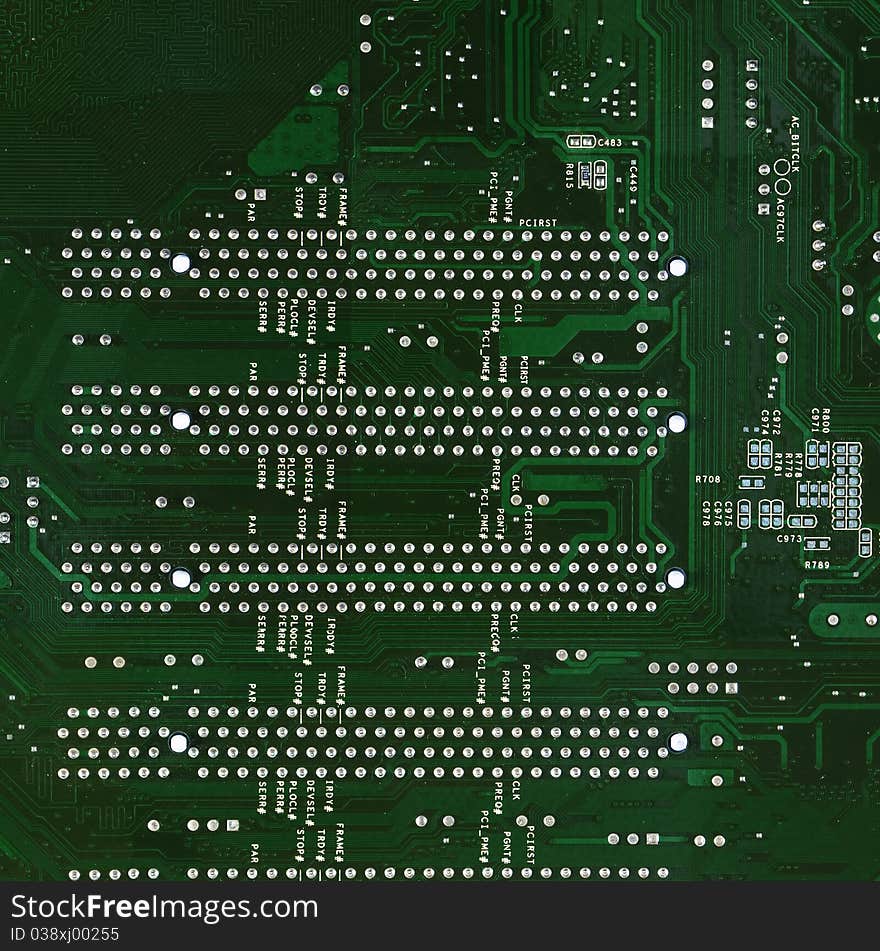 Close Up Of Computer Circuit Board In The Green