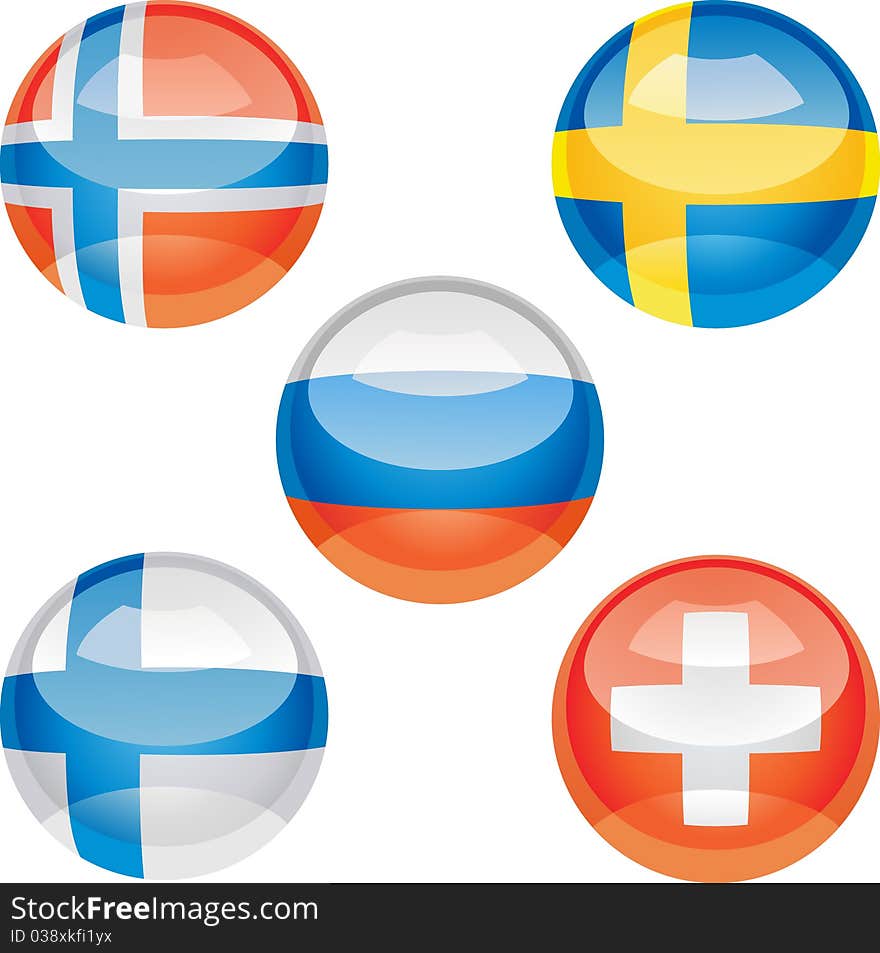 Extra glossy vector “Flag buttons”, nation flag icons